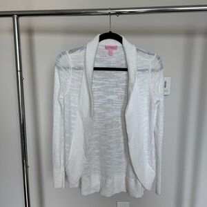 Lilly Pulitzer White Cardigan Lightweight Open-Front Sweater